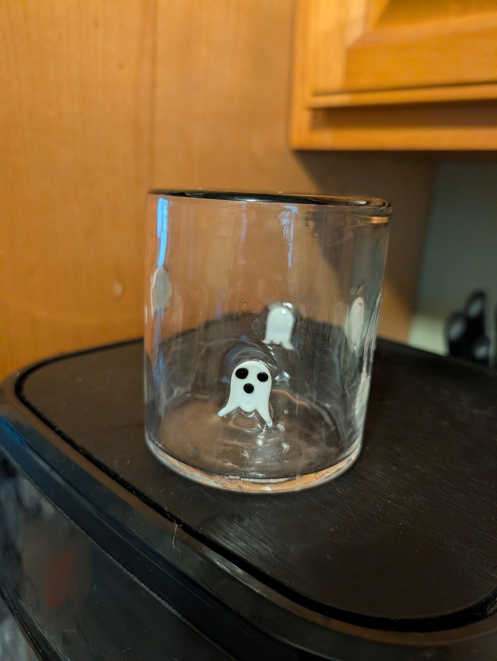 Glass Cup with White Ghost Accent - Home Accents